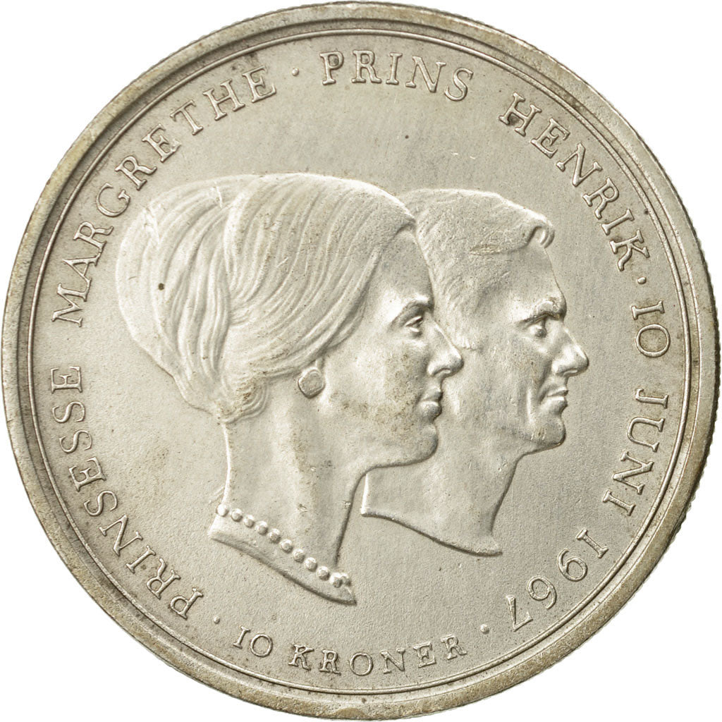 Moneta, Danimarca, Frederik IX, 10 Kroner, 1967, Copenhagen, BB+, Argento
