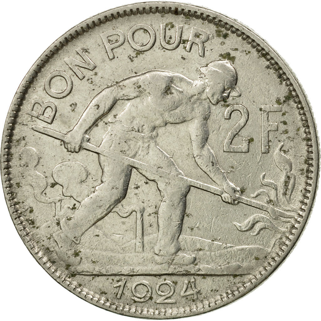 Coin, Luxembourg, Charlotte, 2 Francs, 1924, VF(30-35), Nickel, KM:36