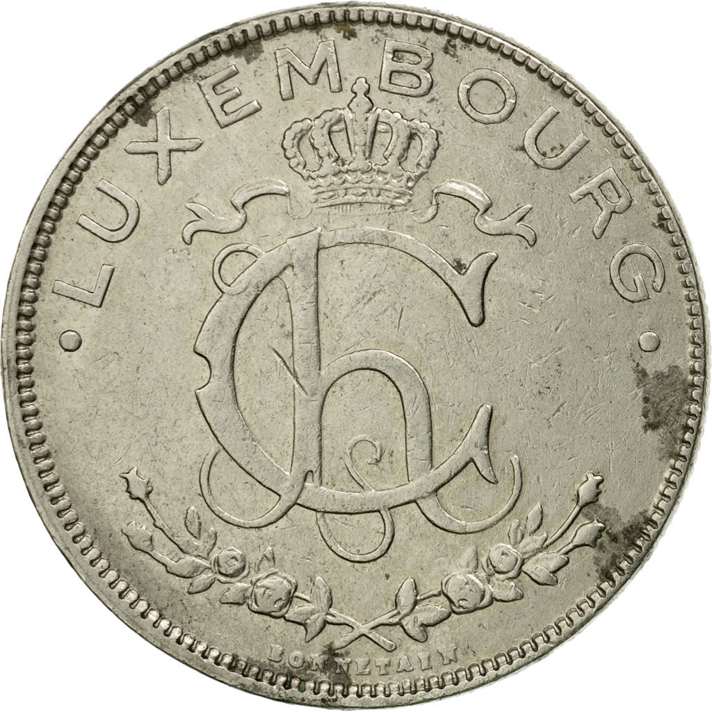 Coin, Luxembourg, Charlotte, 2 Francs, 1924, VF(20-25), Nickel, KM:36