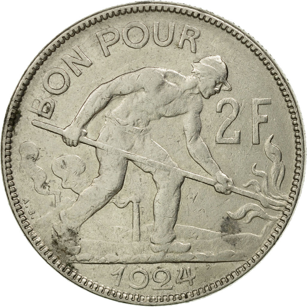 Coin, Luxembourg, Charlotte, 2 Francs, 1924, VF(20-25), Nickel, KM:36
