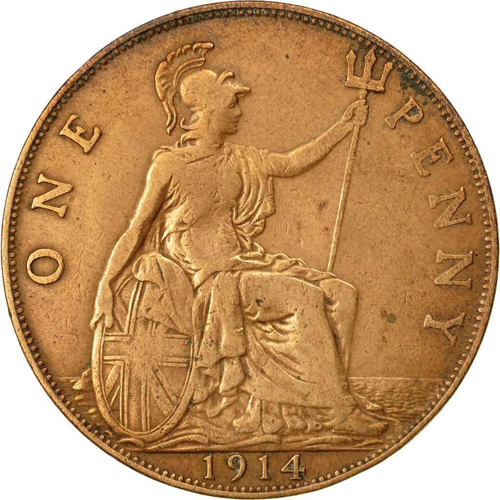 Coin, Great Britain, George V, Penny, 1914, EF(40-45), Bronze, KM:810