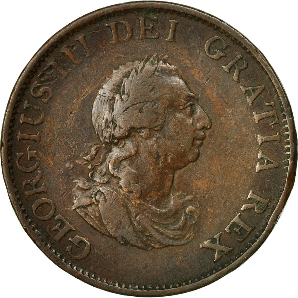 Coin, Great Britain, George III, 1/2 Penny, 1799, EF(40-45), Copper, KM:647