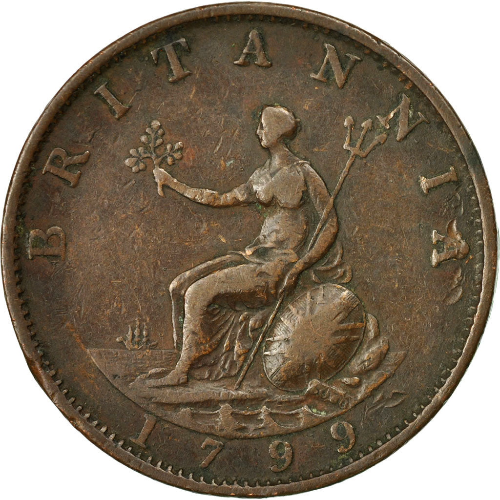 Coin, Great Britain, George III, 1/2 Penny, 1799, EF(40-45), Copper, KM:647