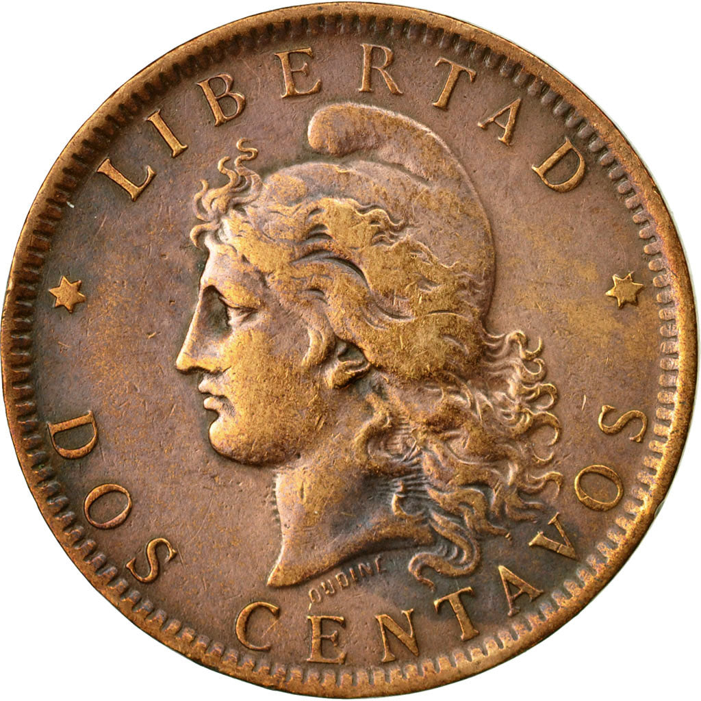 Coin, Argentina, 2 Centavos, 1890, EF(40-45), Bronze, KM:33