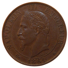 FRANCE, Napoléon III, 5 Centimes, 1861, Strasbourg, KM #797.2, MS(60-62), Bronze