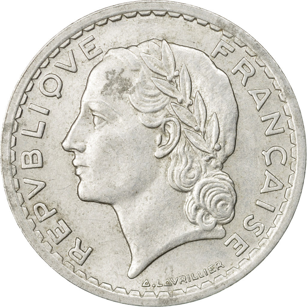 Moneta, Francja, Lavrillier, 5 Francs, 1946, Paris, EF(40-45), Aluminium