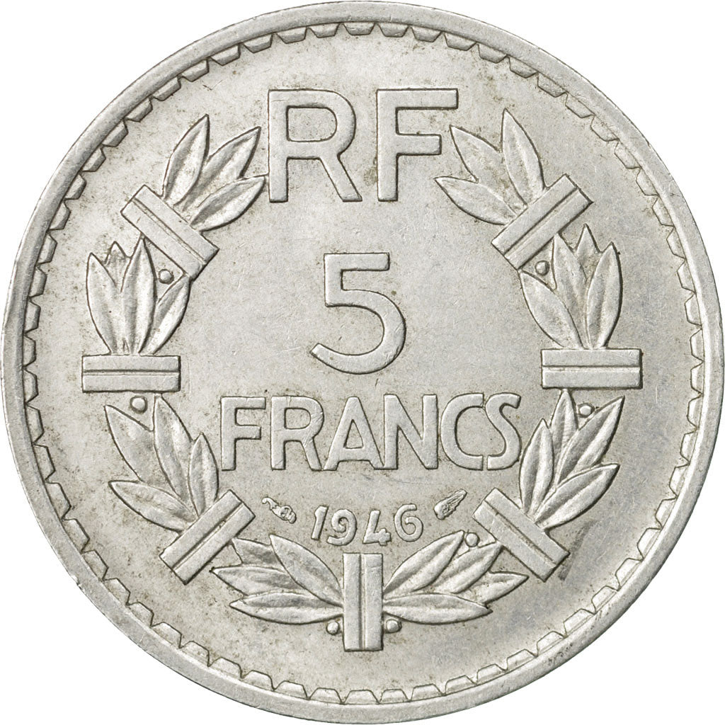Moneta, Francja, Lavrillier, 5 Francs, 1946, Paris, EF(40-45), Aluminium