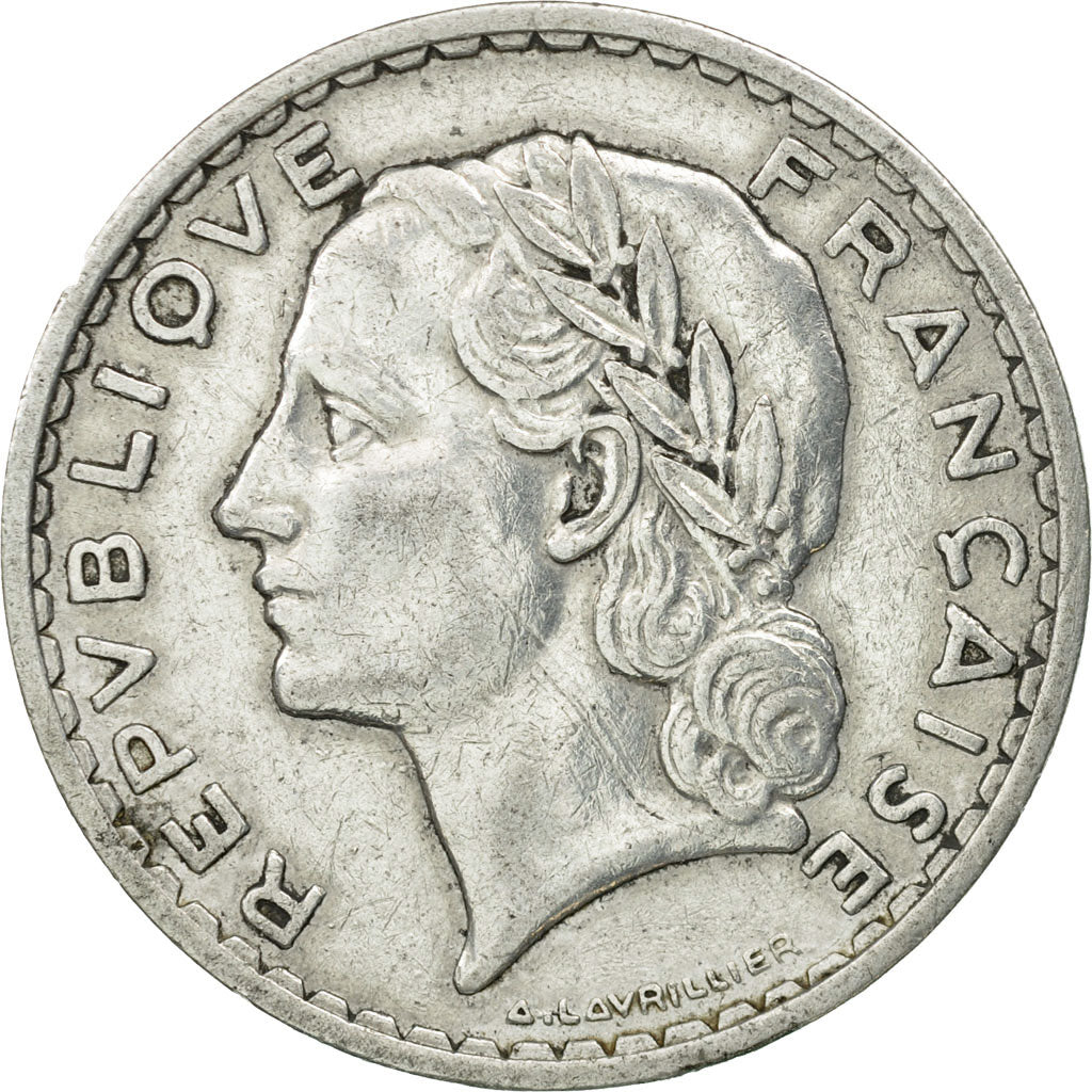 Moneda, Francia, Lavrillier, 5 Francs, 1949, Paris, MBC, Aluminio, KM:888b.1, Le
