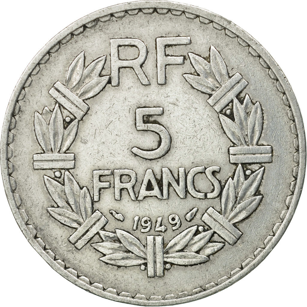 Moneda, Francia, Lavrillier, 5 Francs, 1949, Paris, MBC, Aluminio, KM:888b.1, Le