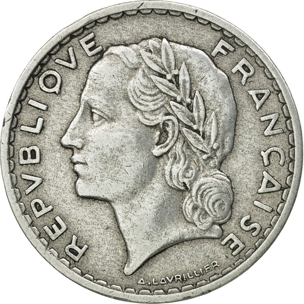 Moneta, Francja, Lavrillier, 5 Francs, 1949, Beaumont - Le Roger, EF(40-45)
