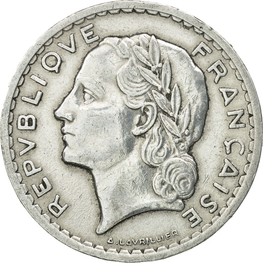 Moneda, Francia, Lavrillier, 5 Francs, 1948, Paris, MBC, Aluminio, KM:888b.1, Le