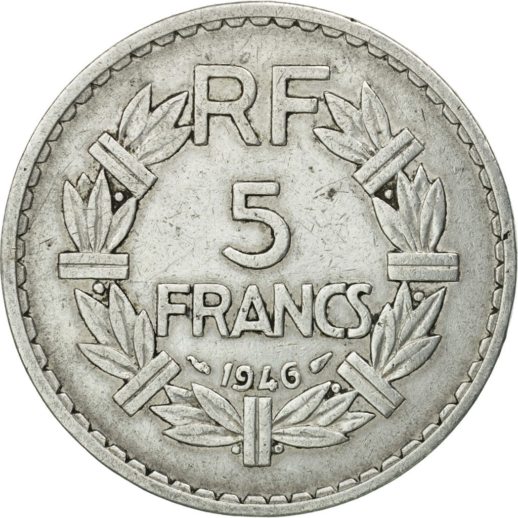 Moneta, Francja, Lavrillier, 5 Francs, 1946, Paris, VF(30-35), Aluminium