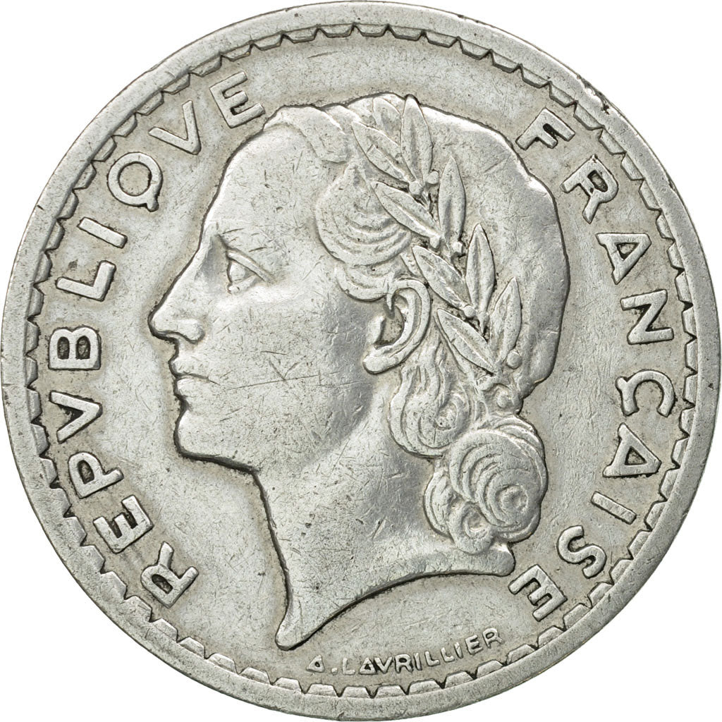Coin, France, Lavrillier, 5 Francs, 1945, Beaumont - Le Roger, EF(40-45)