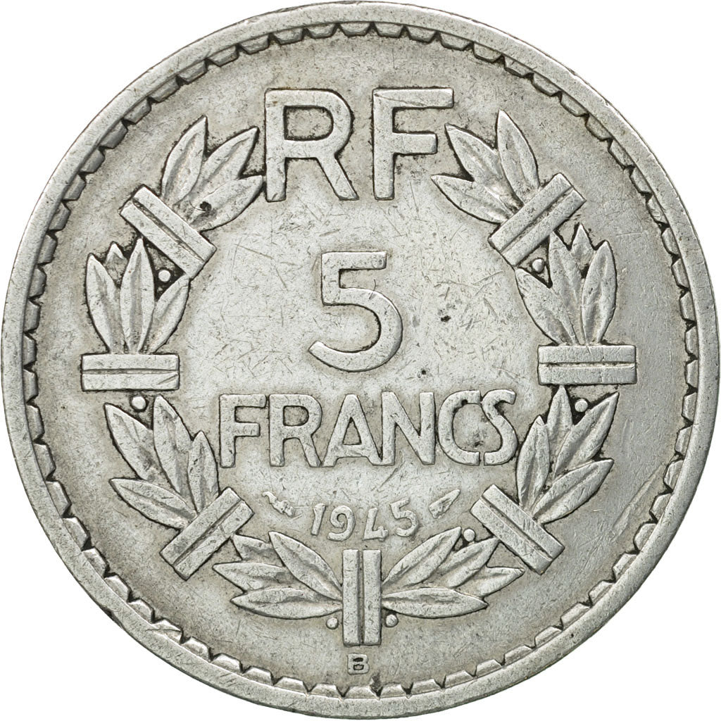 Coin, France, Lavrillier, 5 Francs, 1945, Beaumont - Le Roger, EF(40-45)