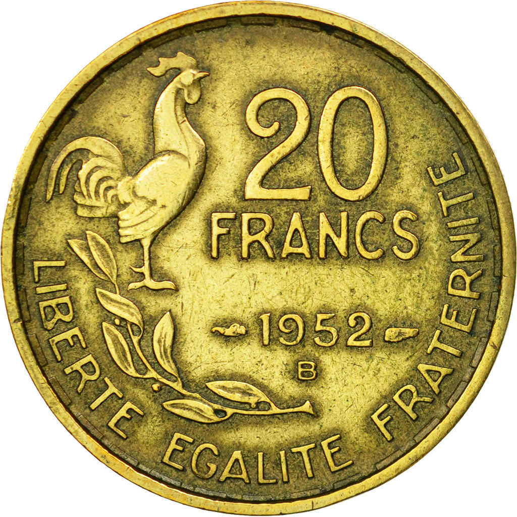 Coin, France, Guiraud, 20 Francs, 1952, Beaumont - Le Roger, VF(30-35)