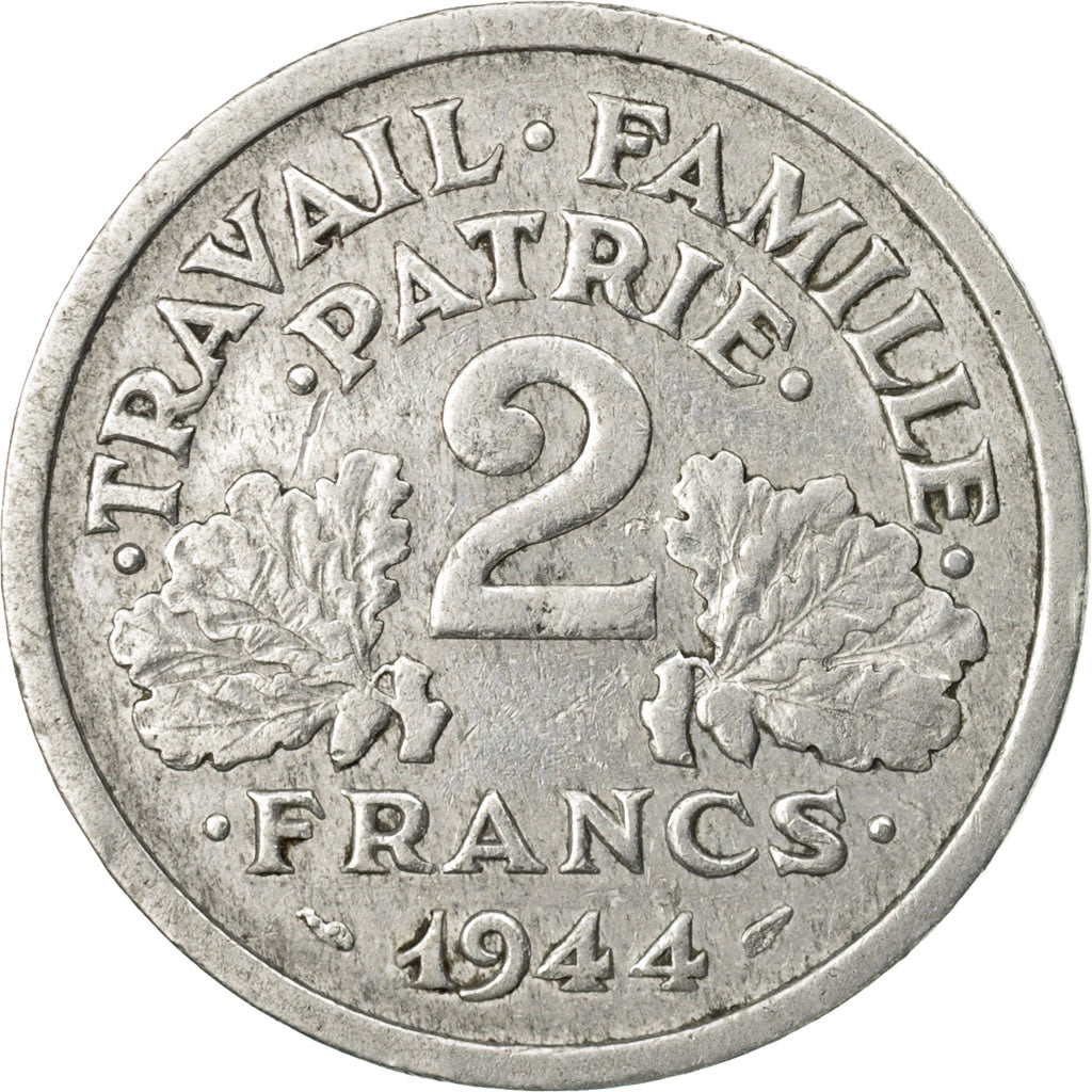 Coin, France, Bazor, 2 Francs, 1944, Beaumont - Le Roger, VF(30-35), Aluminum