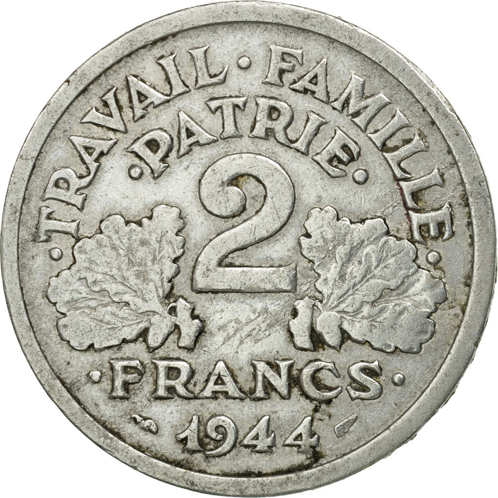 Monnaie, France, Bazor, 2 Francs, 1944, Castelsarrasin, TB+, Aluminium