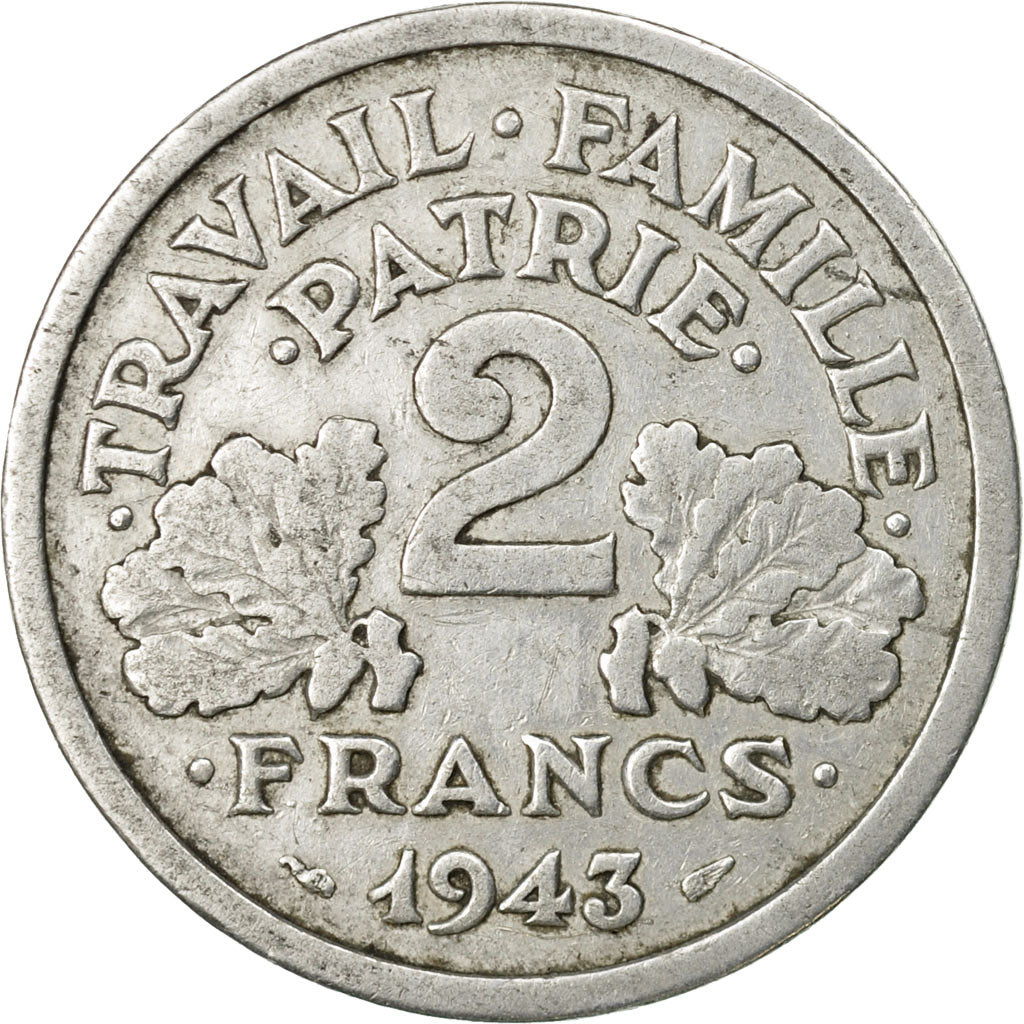 Coin, France, Bazor, 2 Francs, 1943, Beaumont - Le Roger, VF(30-35), Aluminum