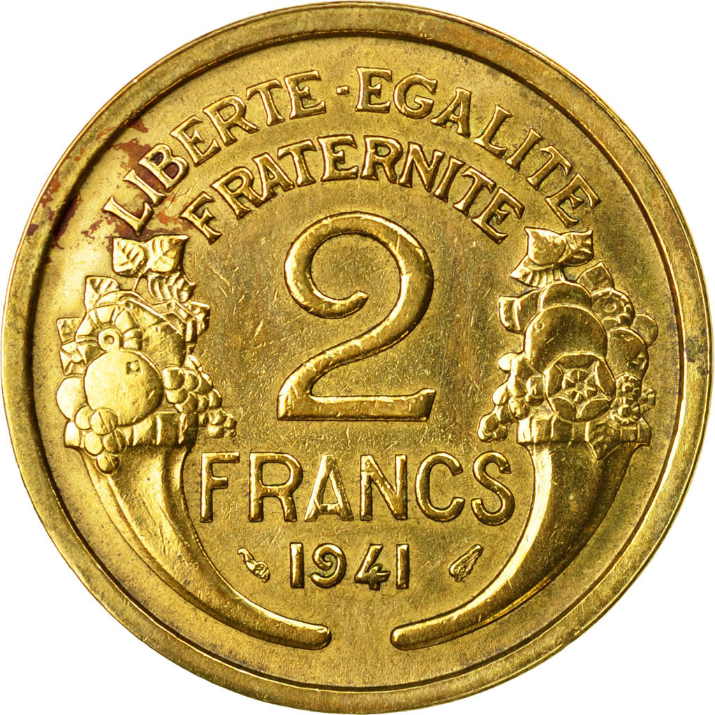 Moneta, Francja, Morlon, 2 Francs, 1941, Paris, EF(40-45), Aluminium-Brąz