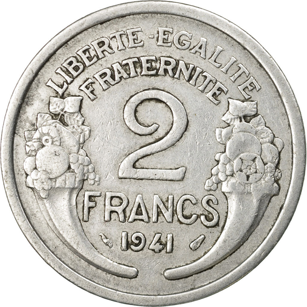 Munten, Frankrijk, Morlon, 2 Francs, 1941, Paris, FR+, Aluminium, KM:886a.1, Le