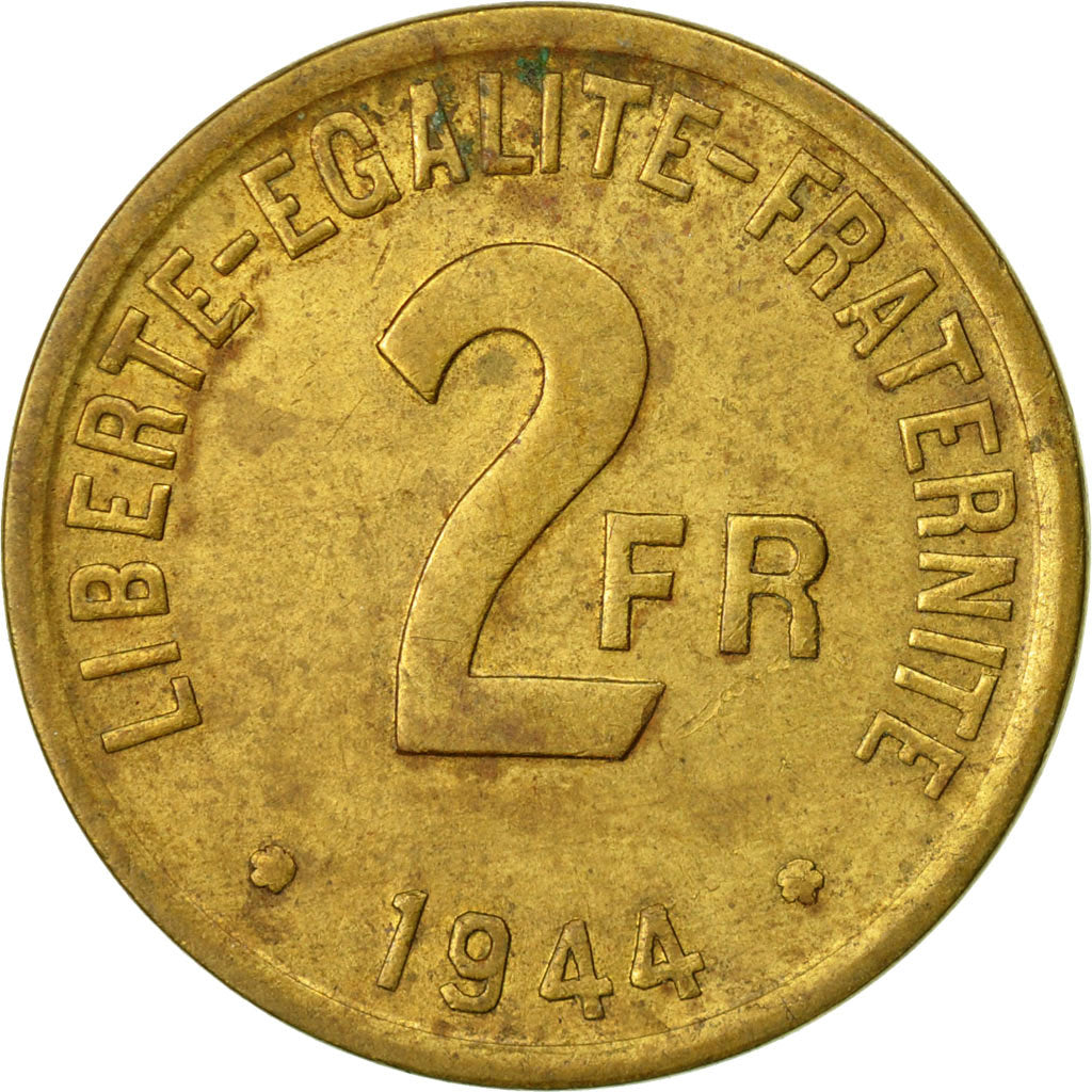 Munten, Frankrijk, France Libre, 2 Francs, 1944, Philadelphia, ZG+, Tin, KM:905