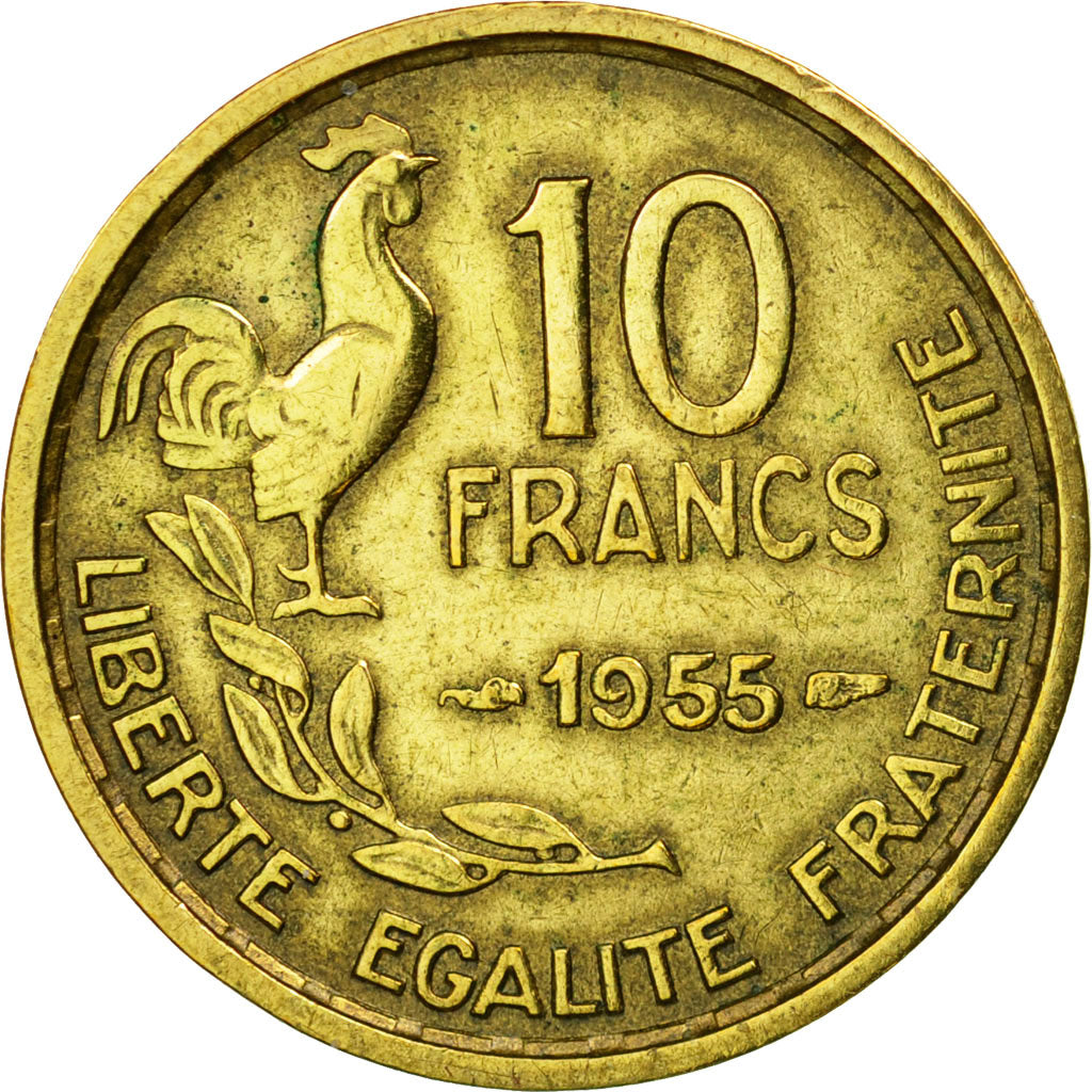 Munten, Frankrijk, Guiraud, 10 Francs, 1955, Paris, ZF, Aluminum-Bronze