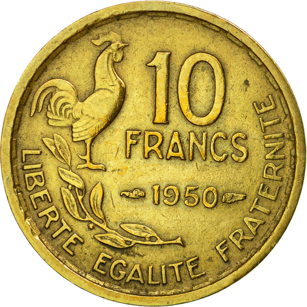 Coin, France, Guiraud, 10 Francs, 1950, Paris, EF(40-45), Aluminum-Bronze