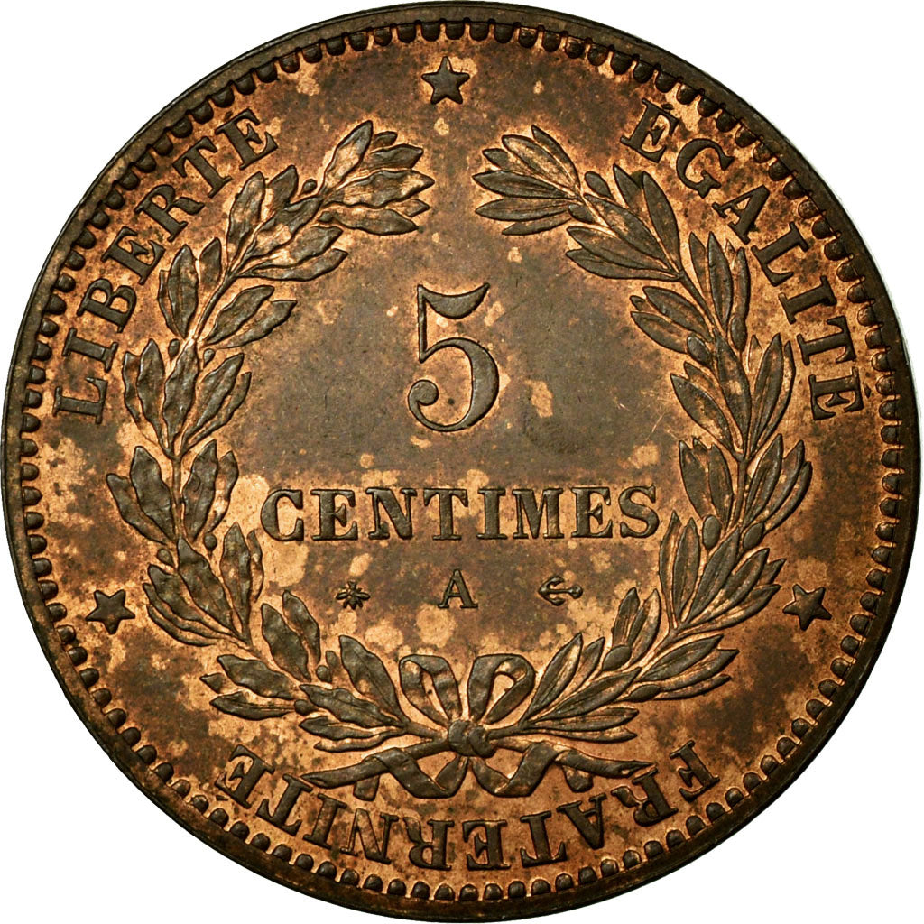 Monnaie, France, Cérès, 5 Centimes, 1872, Paris, SUP+, Bronze, KM:821.1