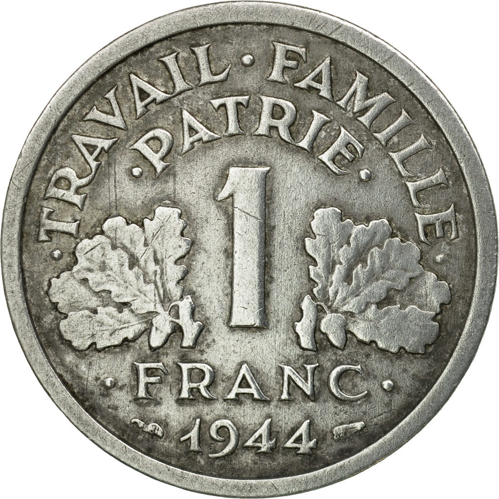 Coin, France, Bazor, Franc, 1944, Castelsarrasin, EF(40-45), Aluminum, KM:902.3