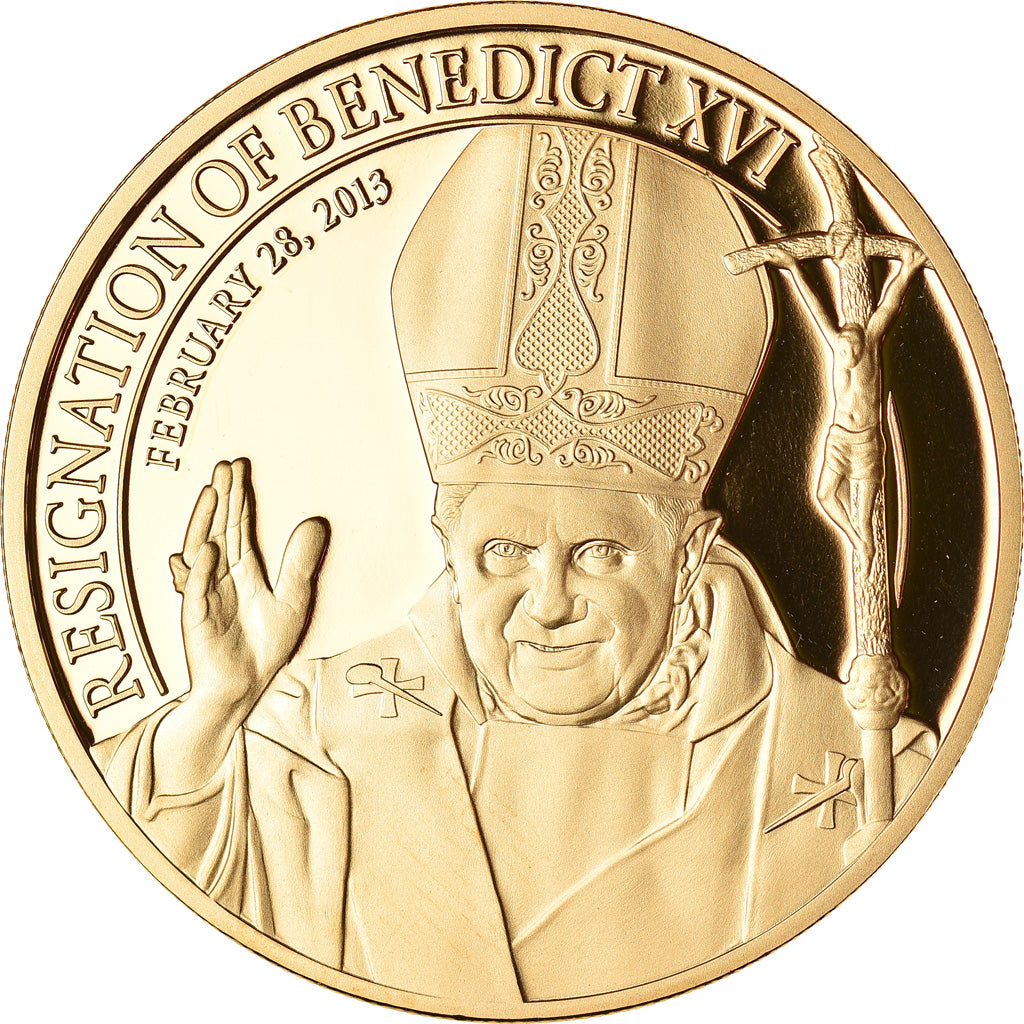 Cook Islands, Medal, Elysabeth II, 1 Dollar, Resignation of Benedict XVI, 2013