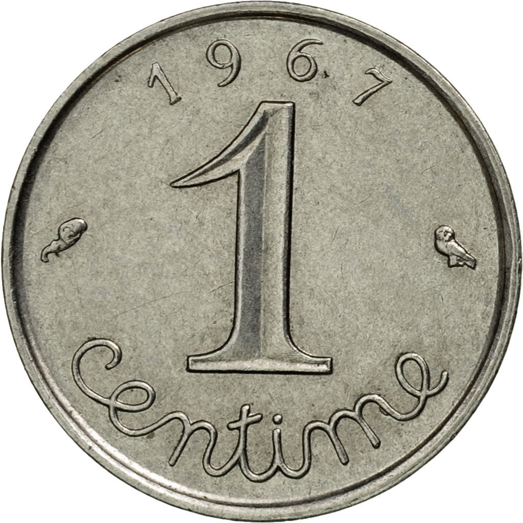 Moneda, Francia, Épi, Centime, 1967, Paris, MBC, Acero inoxidable, KM:928, Le