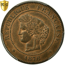Coin, France, Cérès, 5 Centimes, 1876, Paris, PCGS, MS64RB, MS(64), Bronze