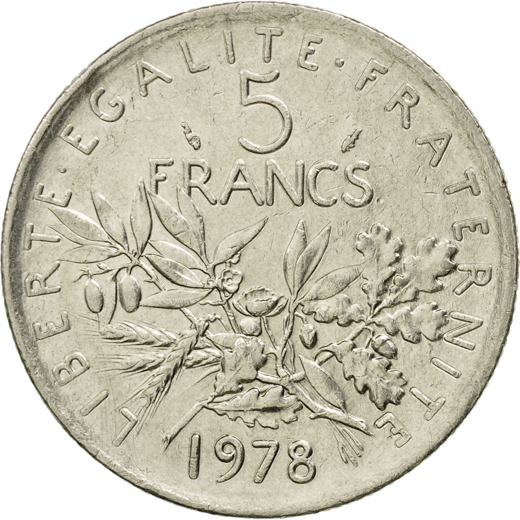 Moneda, Francia, Semeuse, 5 Francs, 1978, Paris, MBC, Níquel recubierto de