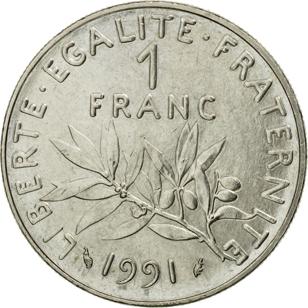 Moneda, Francia, Semeuse, Franc, 1991, Paris, MBC+, Níquel, KM:925.1