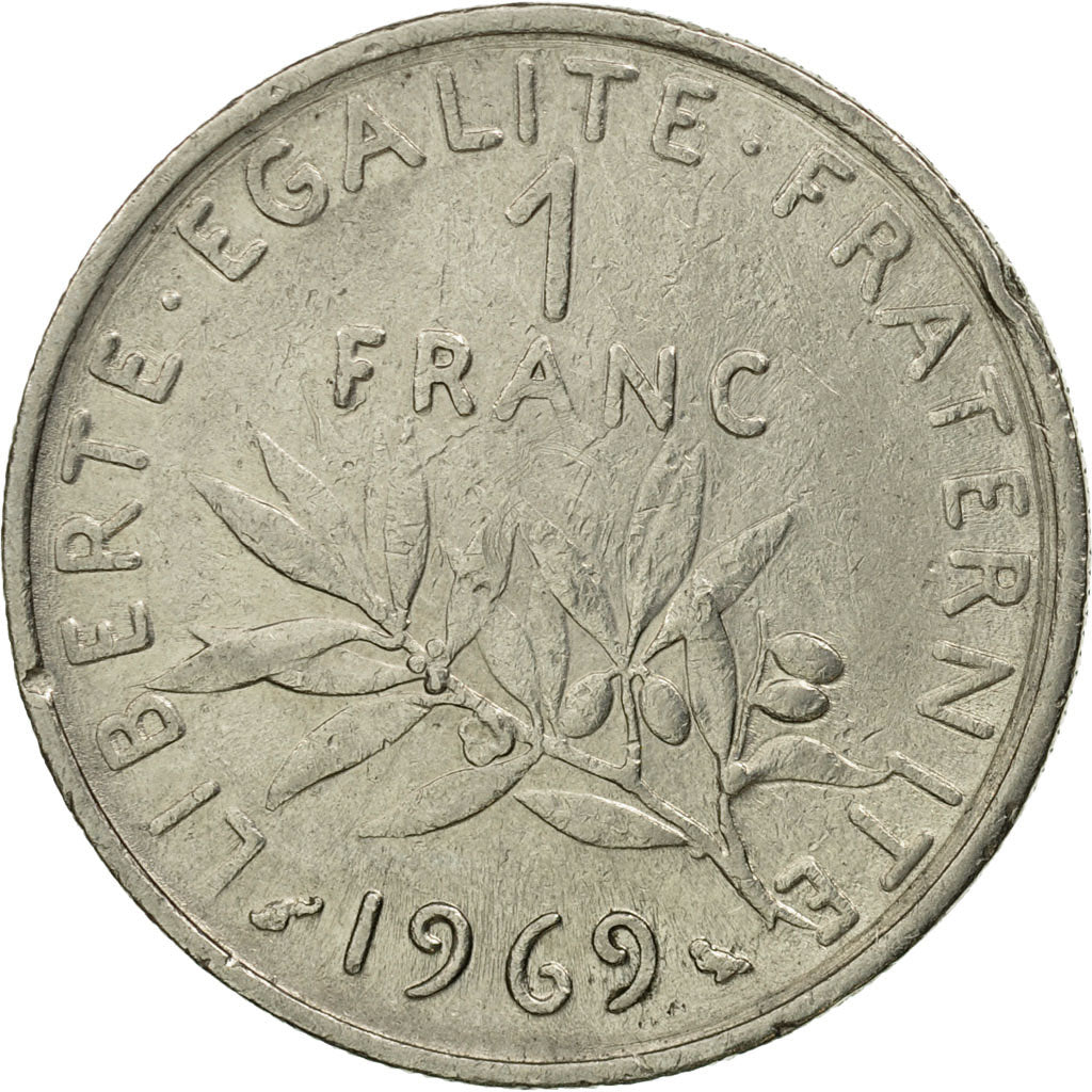 Moneda, Francia, Semeuse, Franc, 1969, Paris, BC+, Níquel, KM:925.1