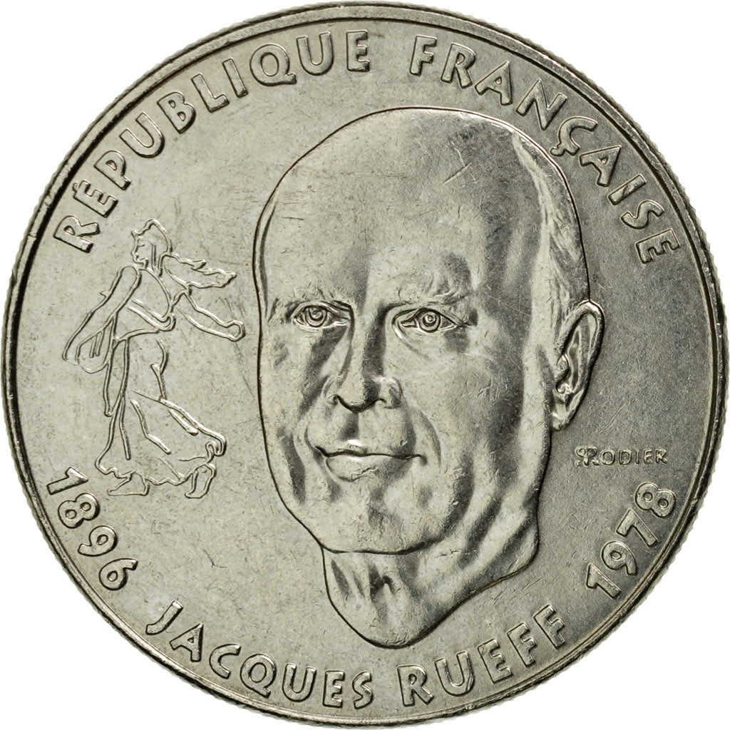 Coin, France, Jacques Rueff, Franc, 1996, Paris, EF(40-45), Nickel, KM:1160