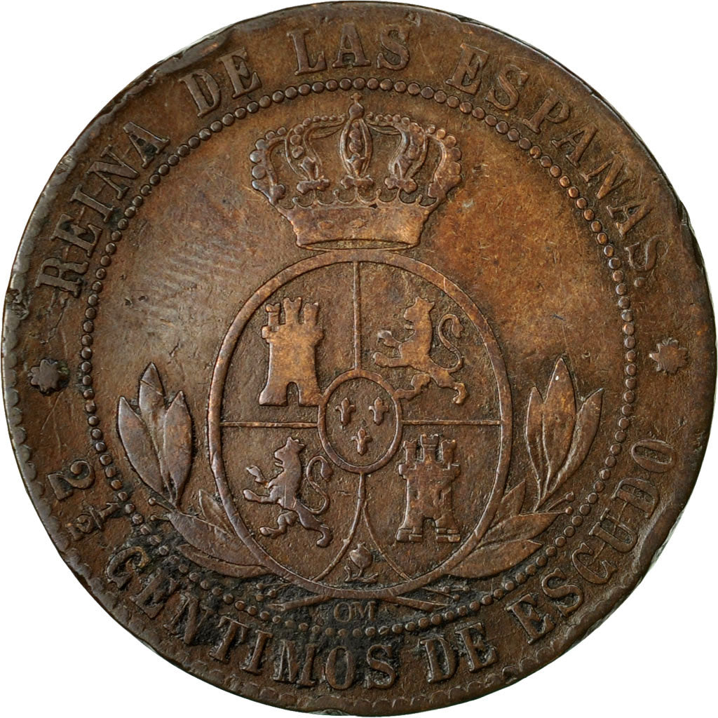 Coin, Spain, Isabel II, 2-1/2 Centimos, 1868, Madrid, EF(40-45), Copper