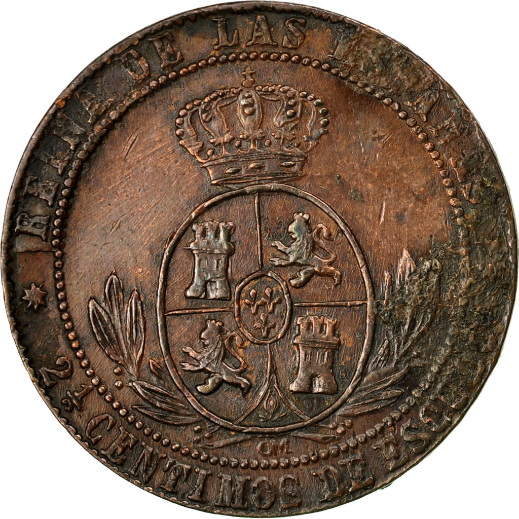 Coin, Spain, Isabel II, 2-1/2 Centimos, 1868, Madrid, EF(40-45), Copper