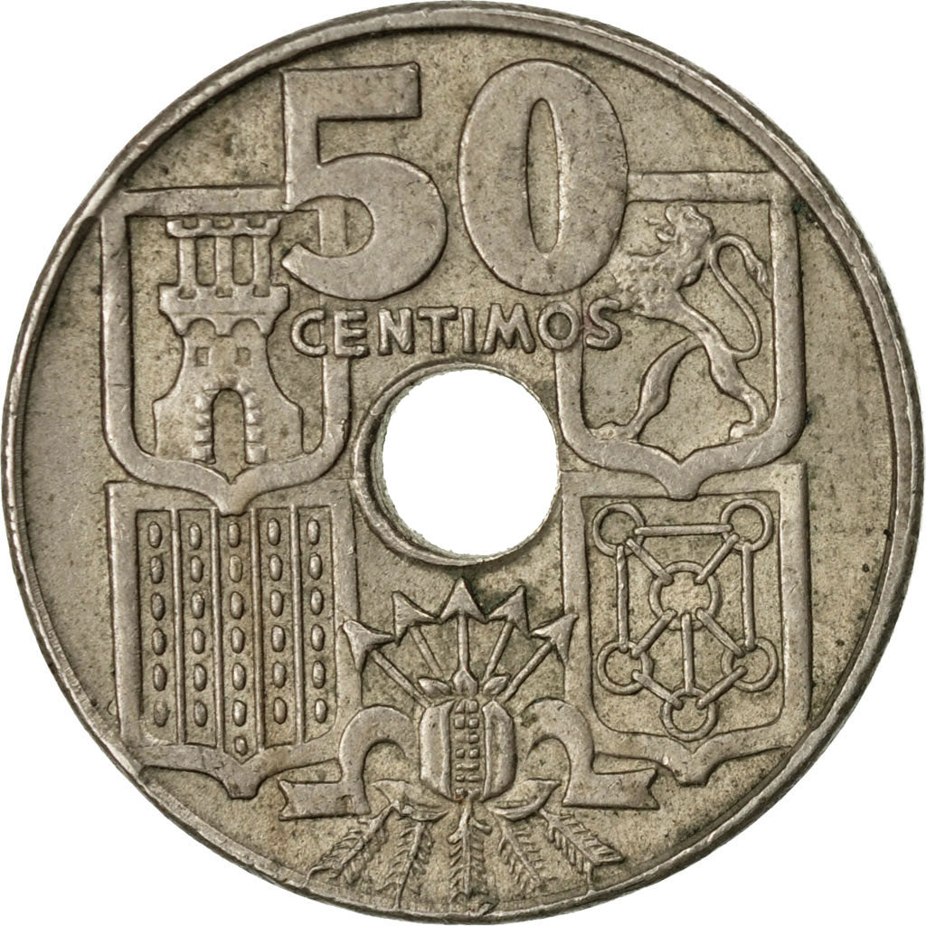 Coin, Spain, Francisco Franco, caudillo, 50 Centimos, 1953, EF(40-45)