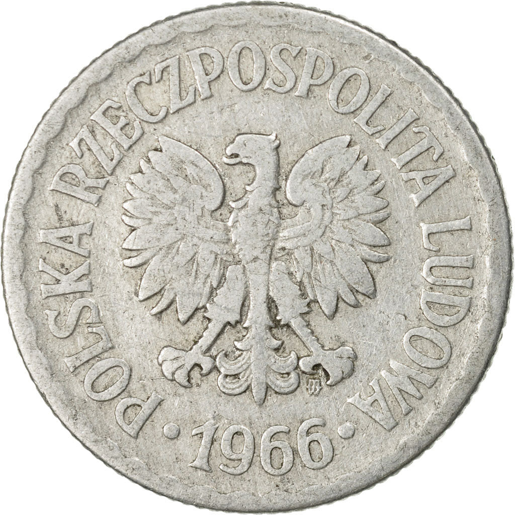 Coin, Poland, Zloty, 1966, Warsaw, VF(20-25), Aluminum, KM:49.1