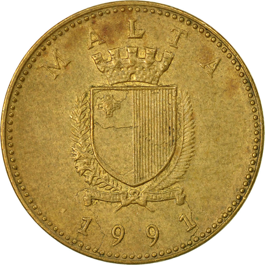 Coin, Malta, Cent, 1991, British Royal Mint, F(12-15), Nickel-brass, KM:93