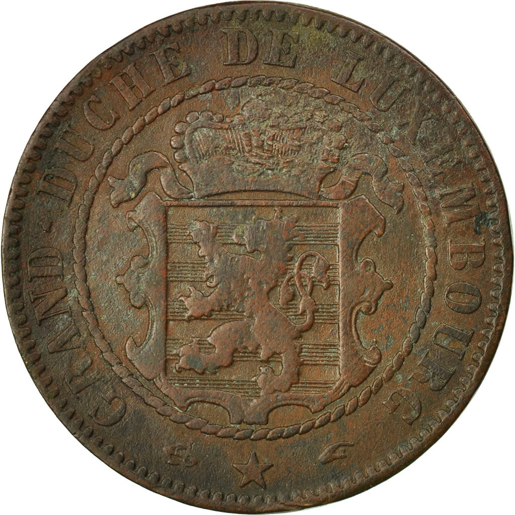 Coin, Luxembourg, William III, 10 Centimes, 1855, Paris, EF(40-45), Bronze