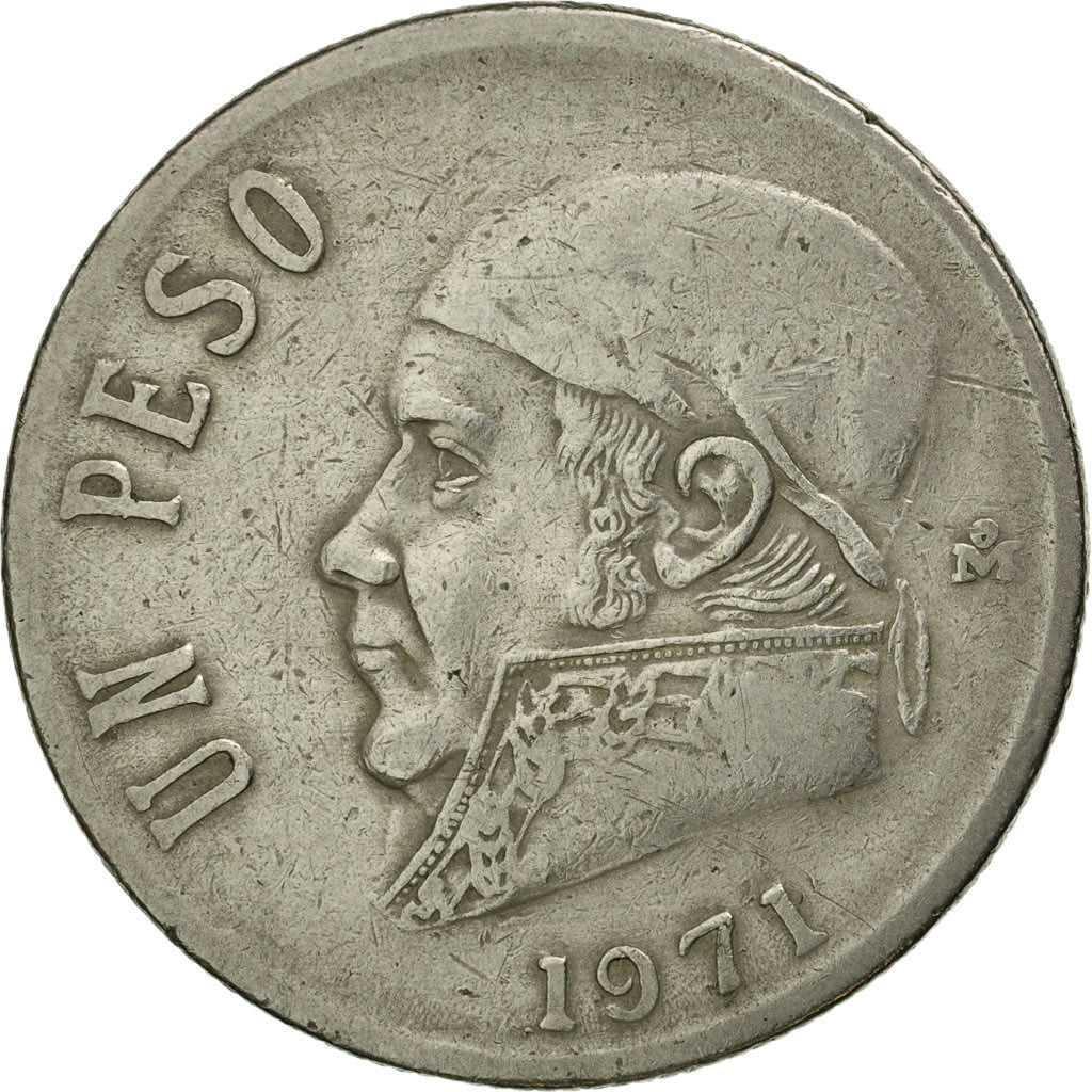 Moneta, Messico, Peso, 1971, Mexico City, MB, Rame-nichel, KM:460