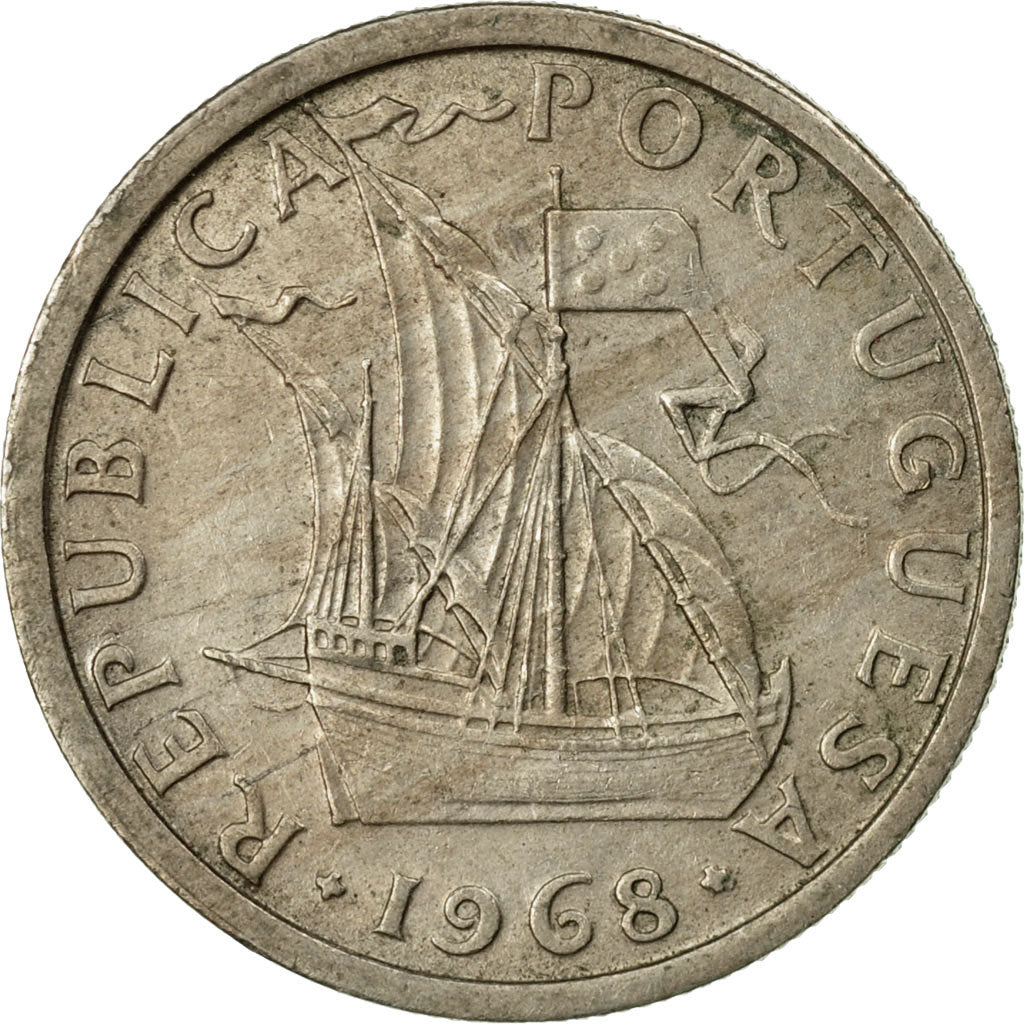 Coin, Portugal, 2-1/2 Escudos, 1968, EF(40-45), Copper-nickel, KM:590