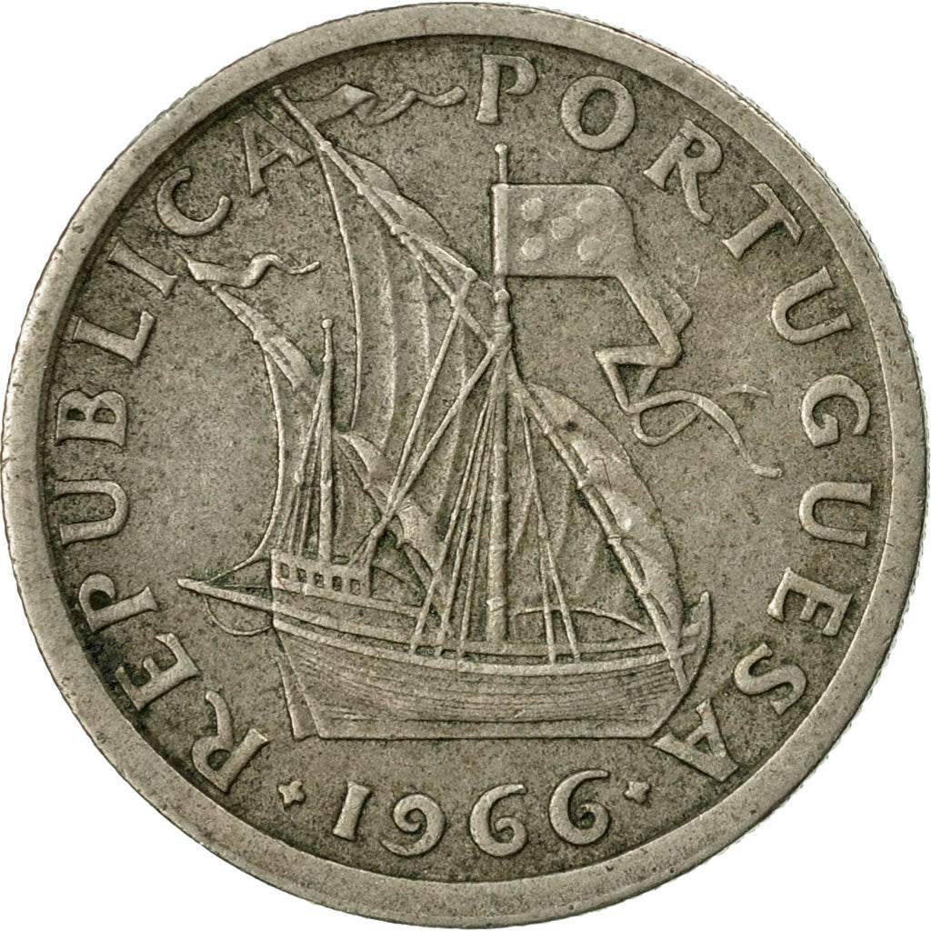 Coin, Portugal, 2-1/2 Escudos, 1966, EF(40-45), Copper-nickel, KM:590