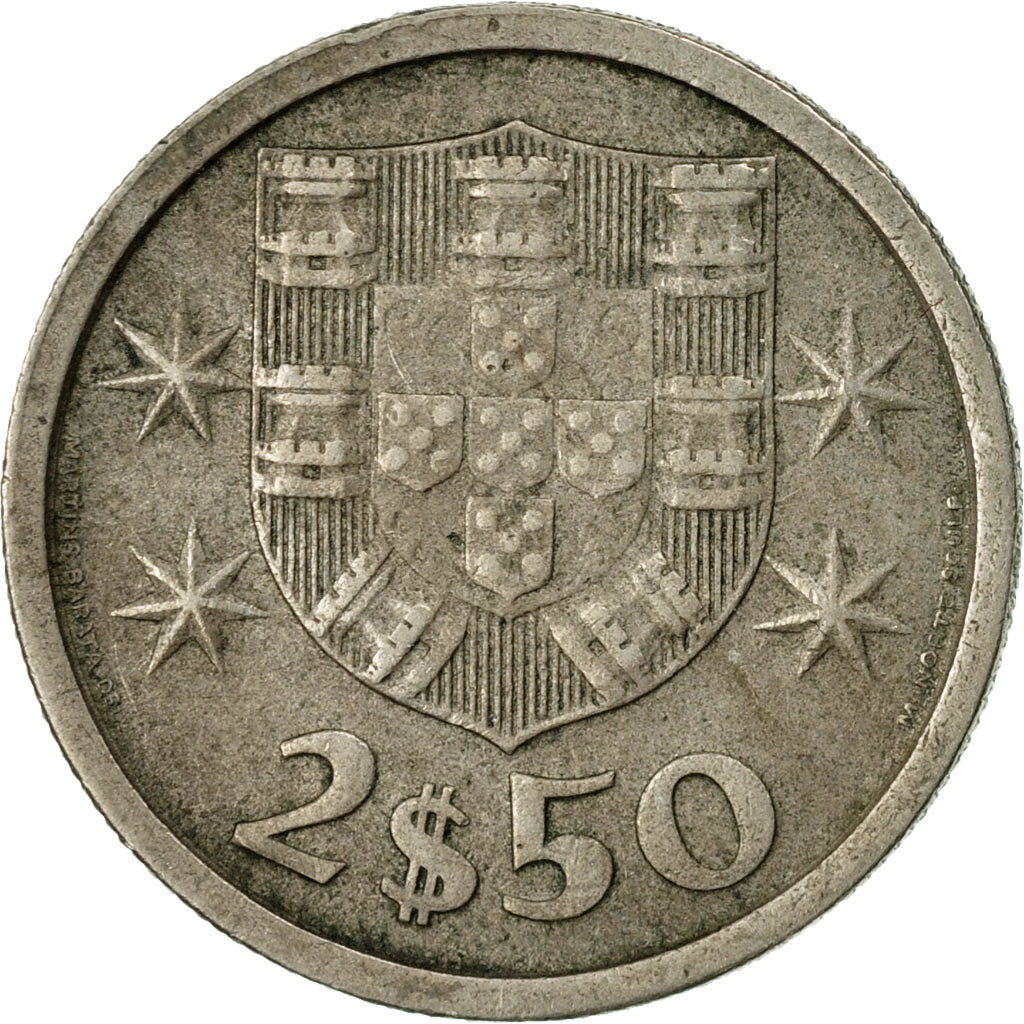 Coin, Portugal, 2-1/2 Escudos, 1966, EF(40-45), Copper-nickel, KM:590