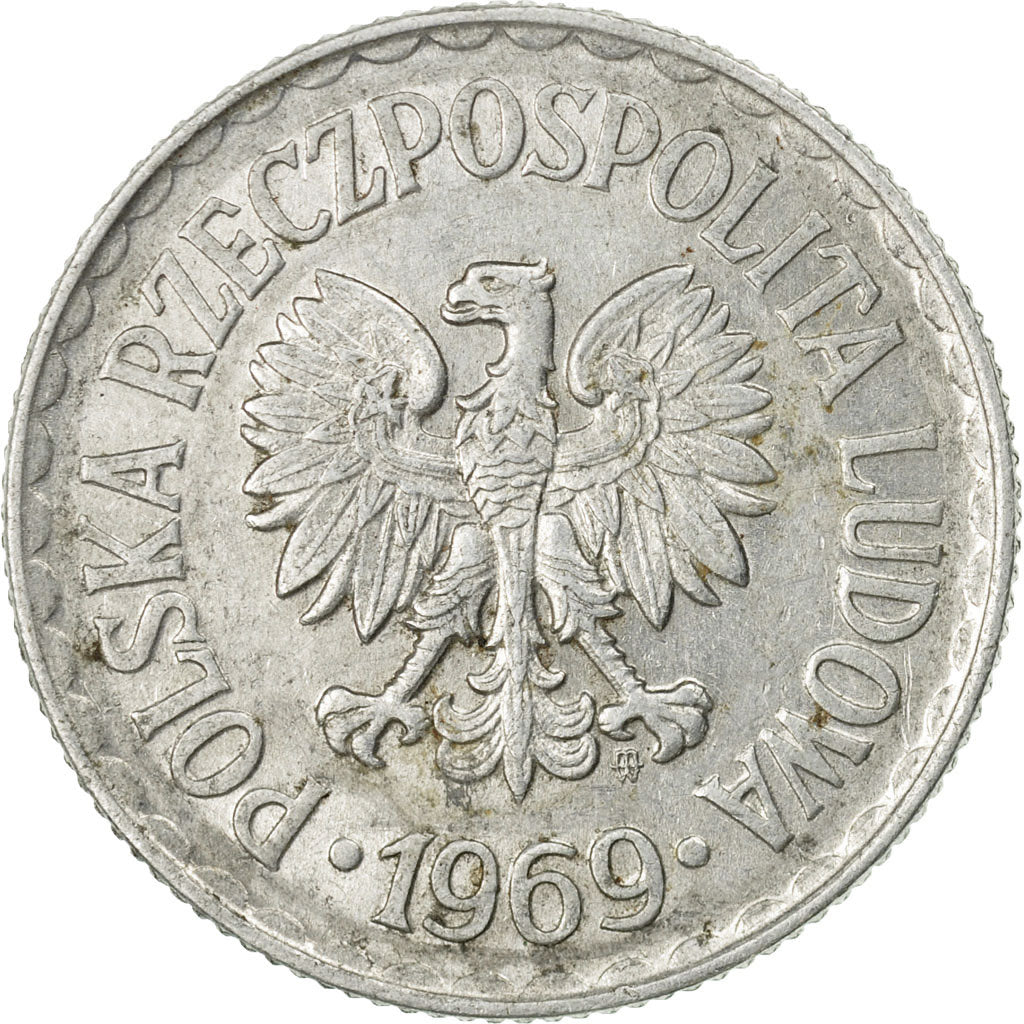 Moneta, Polonia, Zloty, 1969, Warsaw, MB+, Alluminio, KM:49.1