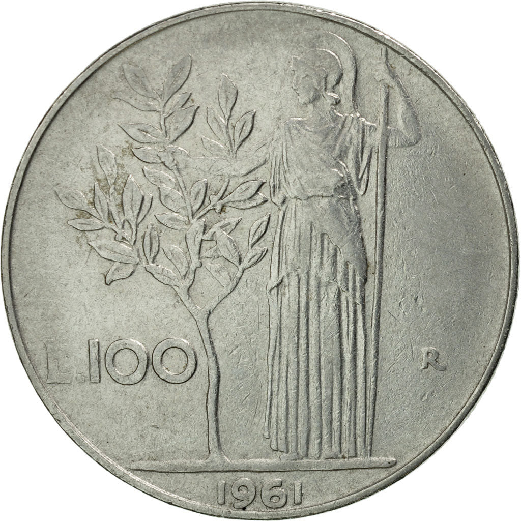 Moneta, Włochy, 100 Lire, 1961, Rome, EF(40-45), Stal nierdzewna, KM:96.1
