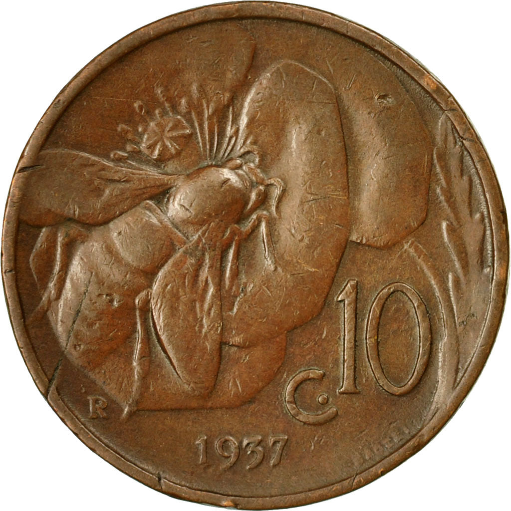Monnaie, Italie, Vittorio Emanuele III, 10 Centesimi, 1937, Rome, TTB, Bronze
