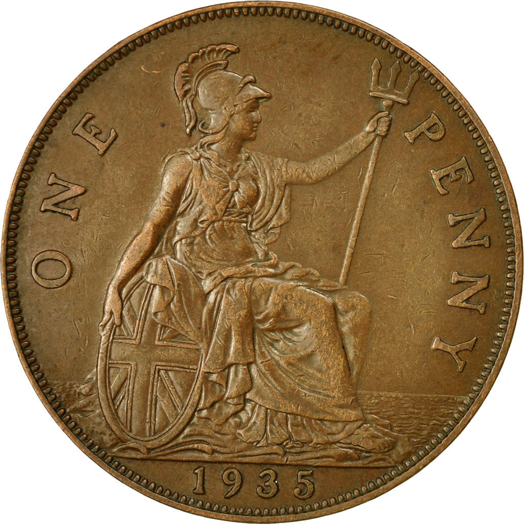 Coin, Great Britain, George V, Penny, 1935, AU(50-53), Bronze, KM:838